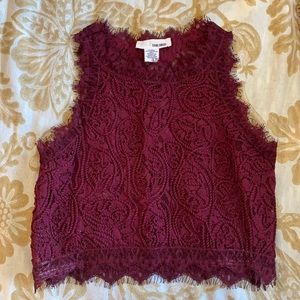 burgundy lace top